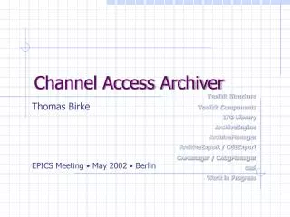 Channel Access Archiver