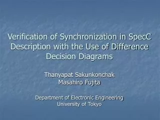 Verification of Synchronization in SpecC Description with the Use of Difference Decision Diagrams
