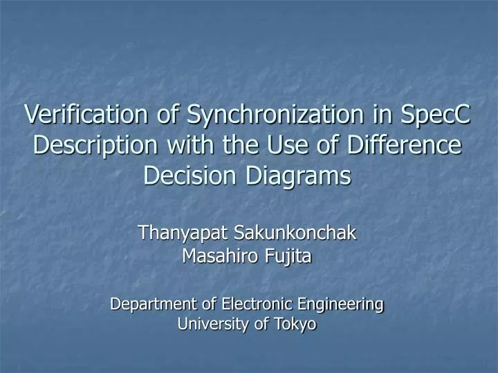 verification of synchronization in specc description with the use of difference decision diagrams