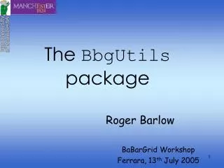 The BbgUtils package