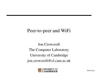Peer-to-peer and WiFi