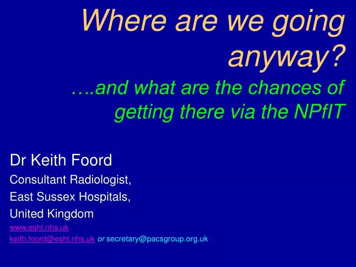 where are we going anyway and what are the chances of getting there via the npfit