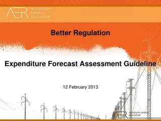 Better Regulation Expenditure Forecast Assessment Guideline