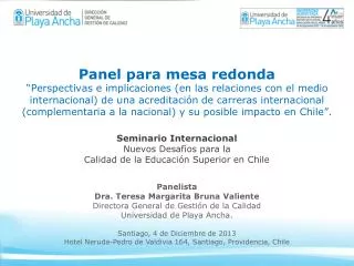 seminario internacional nuevos desaf os para la calidad de la educaci n superior en chile