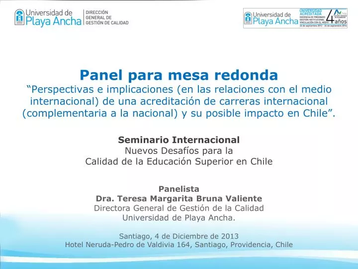 seminario internacional nuevos desaf os para la calidad de la educaci n superior en chile