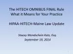 The HITECH OMNIBUS FINAL Rule What it Means for Your Practice HIPAA-HITECH-Maine Law Update