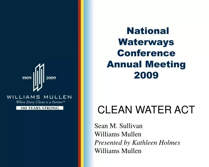 national waterways conference annual meeting 2009 clean water act