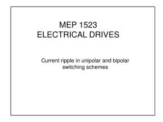 MEP 1523 ELECTRICAL DRIVES