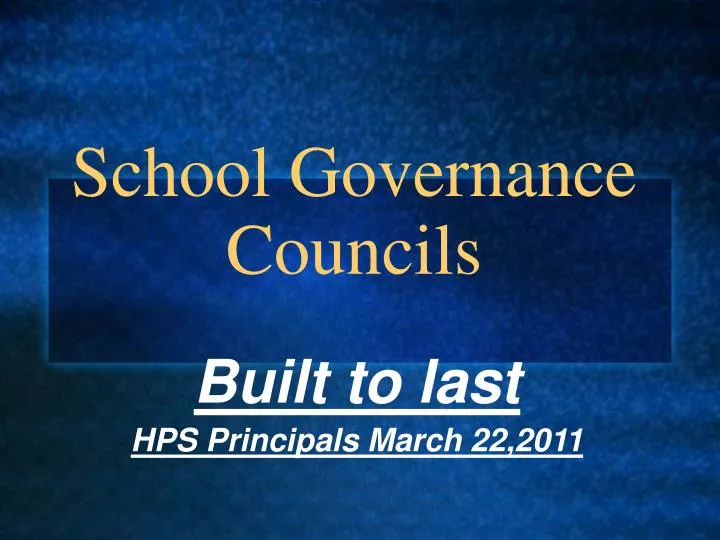 school governance councils