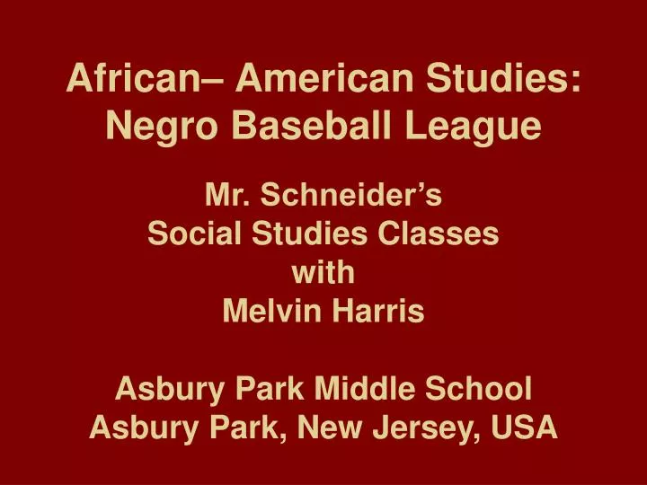african american studies negro baseball league