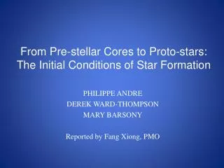 From Pre-stellar Cores to Proto-stars: The Initial Conditions of Star Formation