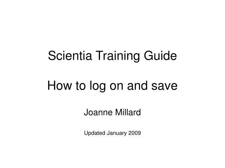scientia training guide how to log on and save