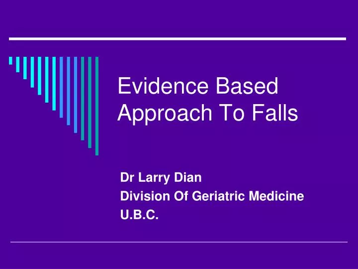 evidence based approach to falls