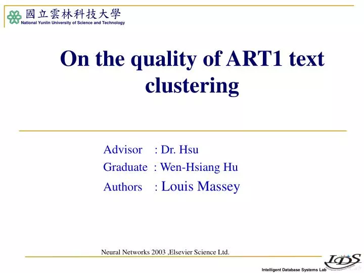 on the quality of art1 text clustering