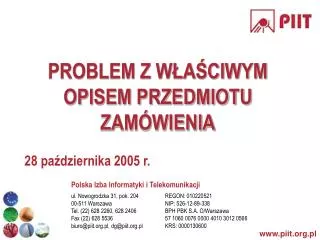 problem z w a ciwym opisem przedmiotu zam wienia