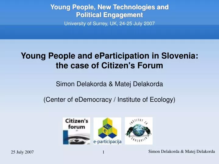 young people new technologies and political engagement university of surrey uk 24 25 july 2007