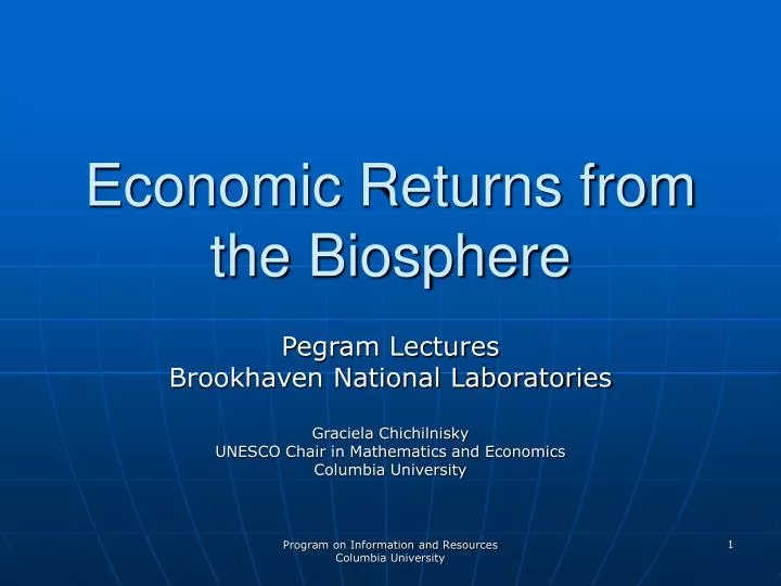 economic returns from the biosphere