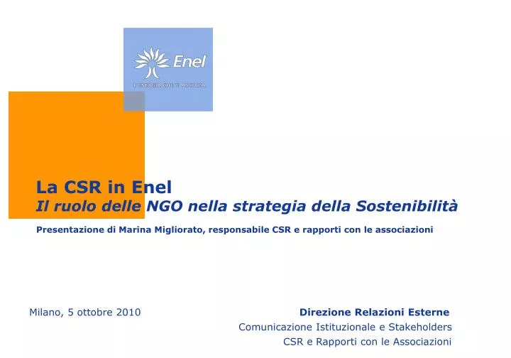 la csr in enel il ruolo delle ngo nella strategia della sostenibilit