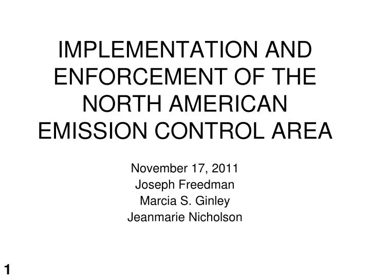 implementation and enforcement of the north american emission control area