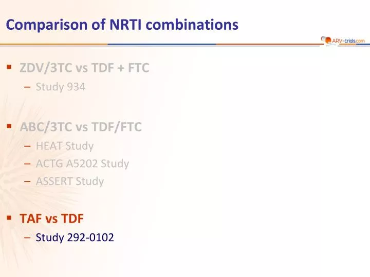 comparison of nrti combinations