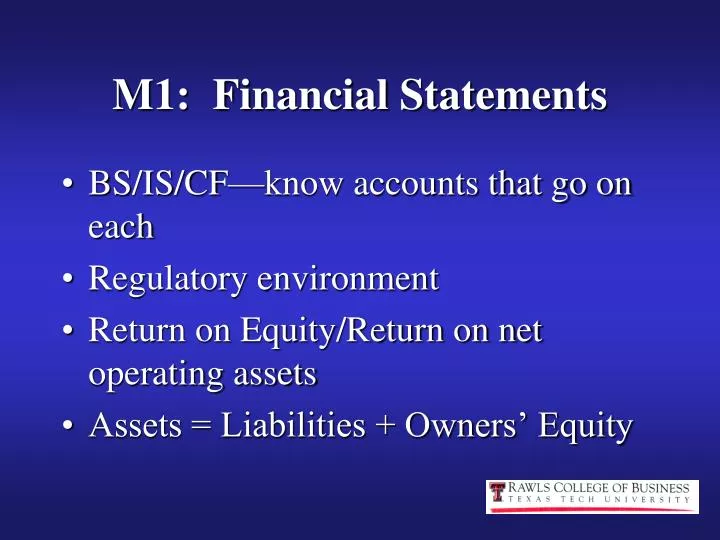 m1 financial statements