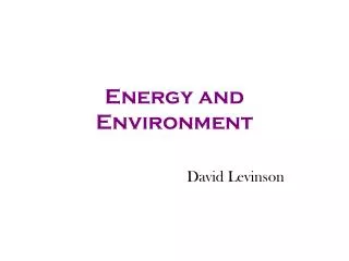 Energy and Environment