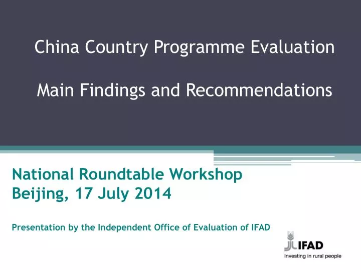 china country programme evaluation main findings and recommendations