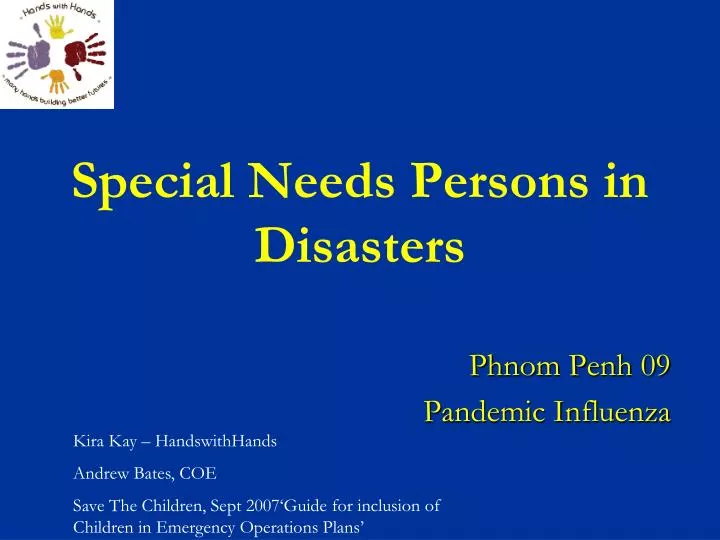 special needs persons in disasters