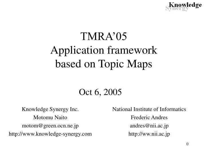 tmra 05 application framework based on topic maps