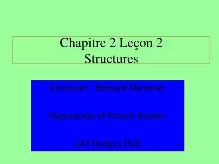 chapitre 2 le on 2 structures