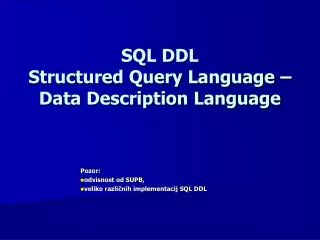 sql ddl structured query language data description language