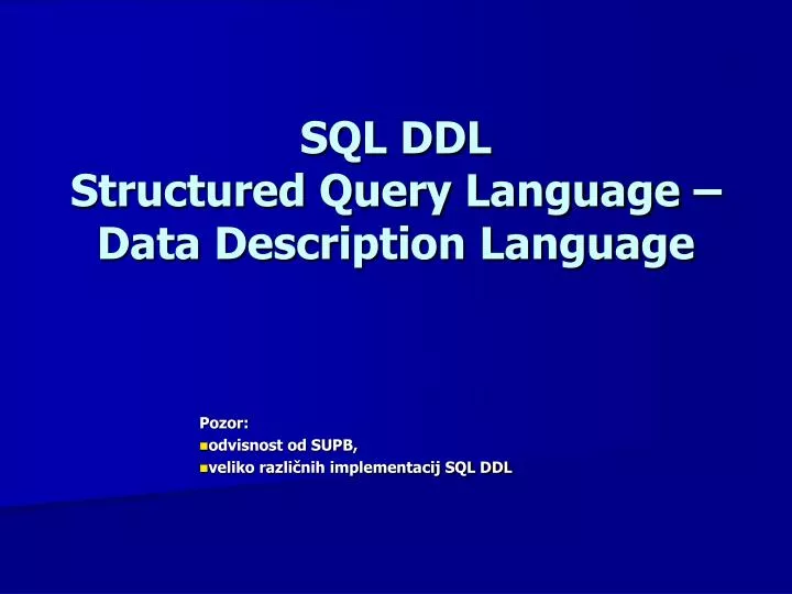 sql ddl structured query language data description language