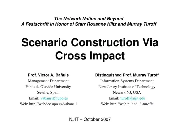 scenario construction via cross impact