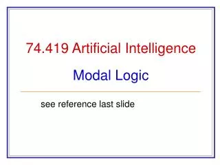 74 419 artificial intelligence modal logic