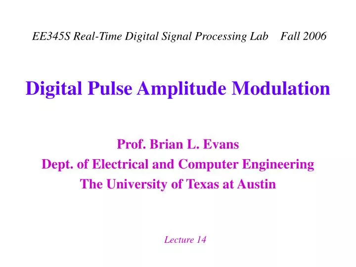 digital pulse amplitude modulation