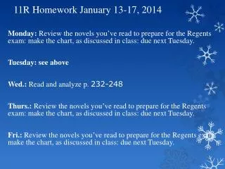 11R Homework January 13-17, 2014