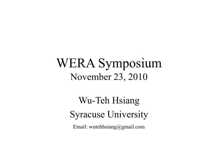 wera symposium november 23 2010