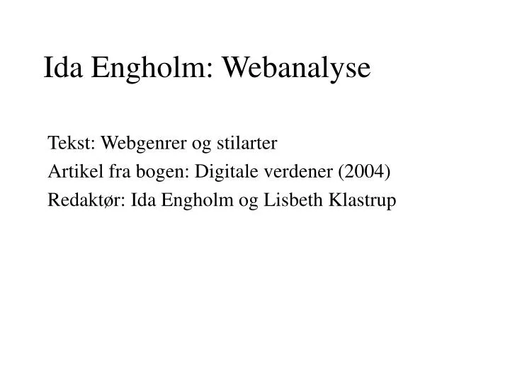 ida engholm webanalyse