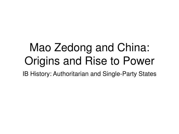 mao zedong and china origins and rise to power