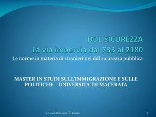ddl sicurezza la via impervia dal 733 al 2180