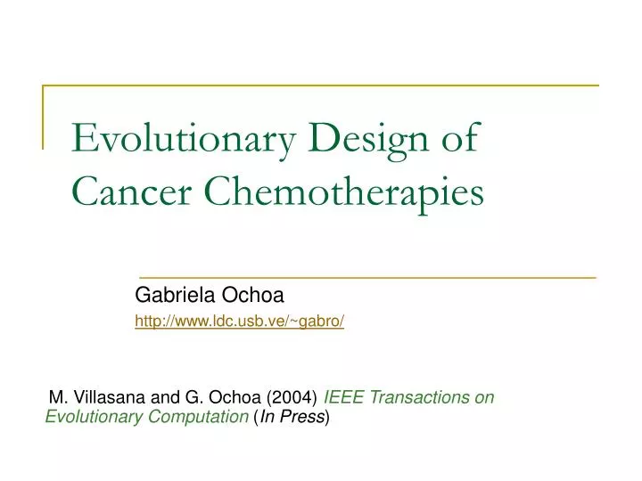 evolutionary design of cancer chemotherapies