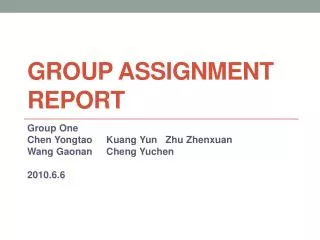 Group Assignment Report