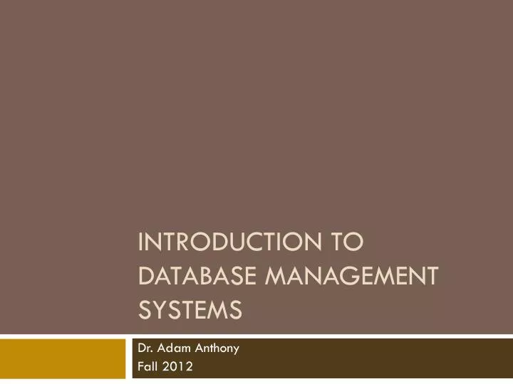 introduction to database management systems