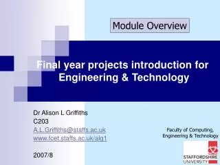 Final year projects introduction for Engineering &amp; Technology