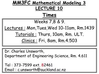 MM3FC Mathematical Modeling 3 LECTURE 10