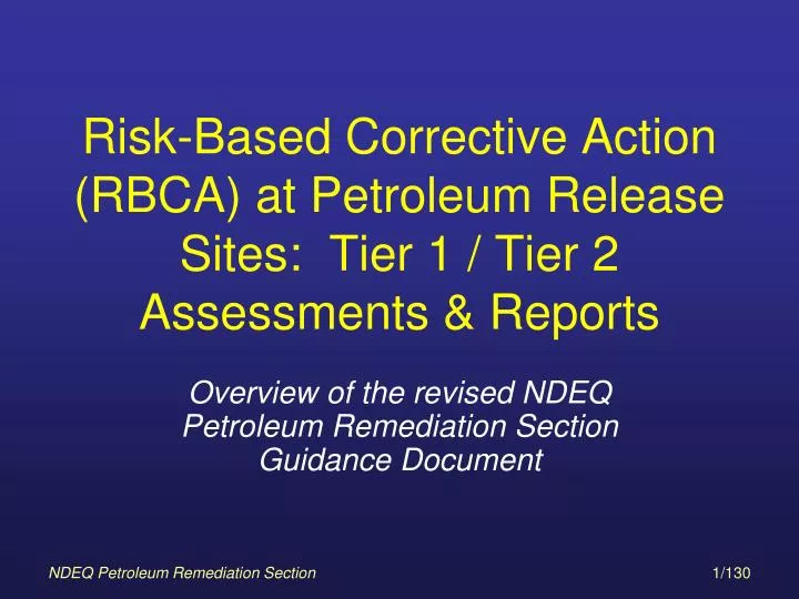 risk based corrective action rbca at petroleum release sites tier 1 tier 2 assessments reports