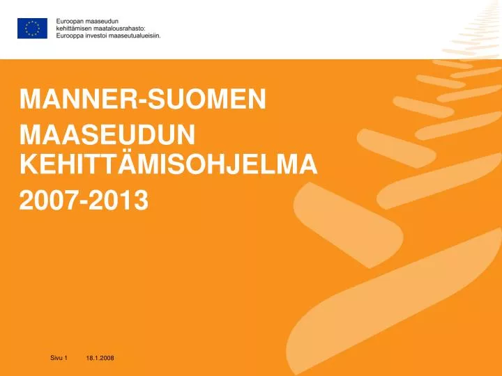 manner suomen maaseudun kehitt misohjelma 2007 2013