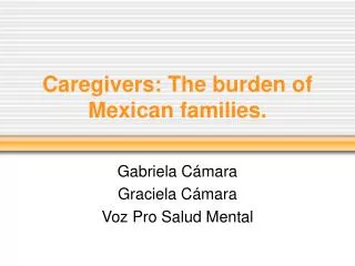 Caregivers: The burden of Mexican families.
