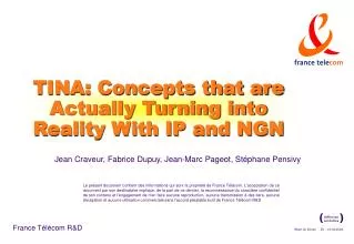 TINA: Concepts that are Actually Turning into Reality With IP and NGN