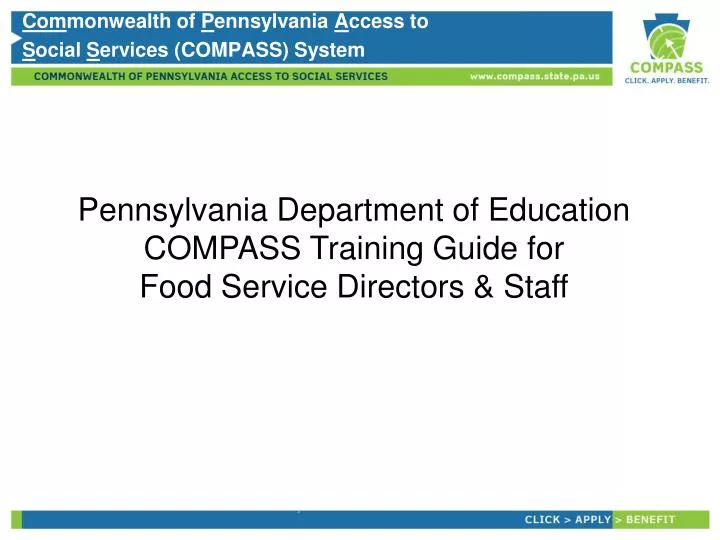 pennsylvania department of education compass training guide for food service directors staff